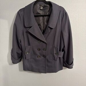 Sandro Paris Women's Double-Breasted Pea Coat dark grey blue